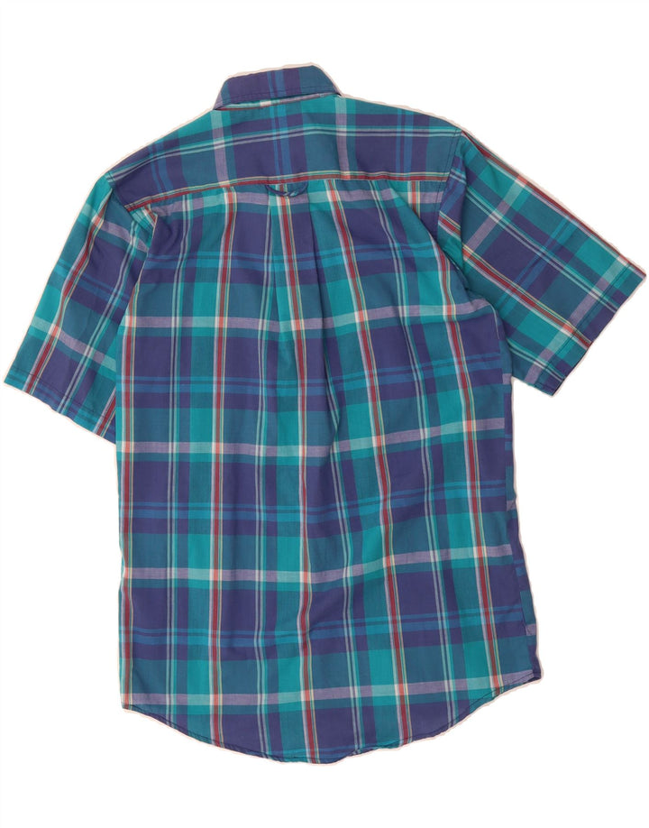 MCGREGOR Mens Classic Fit Short Sleeve Shirt Medium Blue Check Vintage McGregor and Second-Hand McGregor from Messina Hembry 