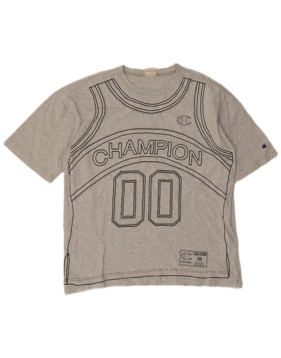Ανδρικό γραφικό T-Shirt Champion Top Larg γκρι βαμβακερό
