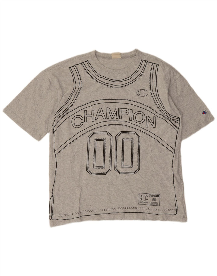 Ανδρικό γραφικό T-Shirt Champion Top Larg γκρι βαμβακερό