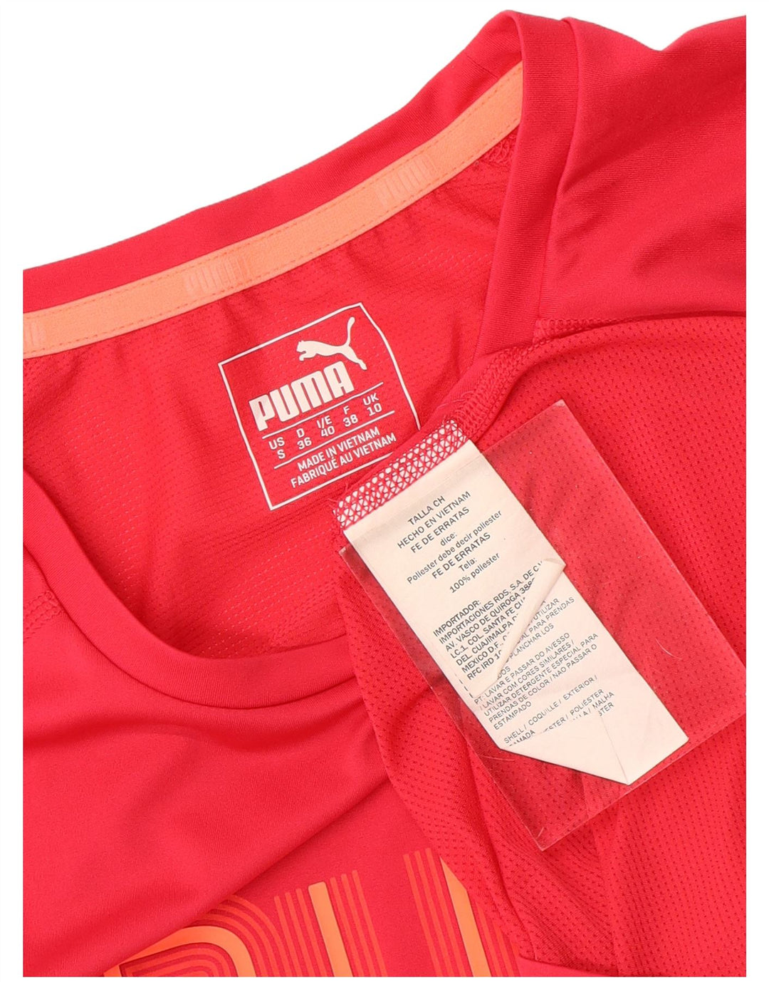 Γυναικείο γραφικό μπλουζάκι Puma Top UK 10 Small Red Polyester