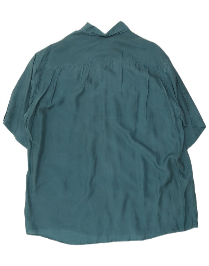 Ανδρικό κοντομάνικο πουκάμισο με φαρδιά εφαρμογή VINTAGE, μεσαίο πράσινο μεταξωτό