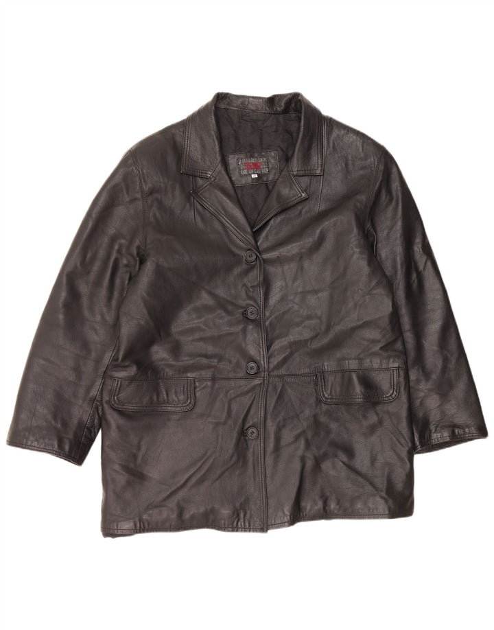 VINTAGE Γυναικείο Δερμάτινο Παλτό IT 48 XL Μαύρο Δερμάτινο