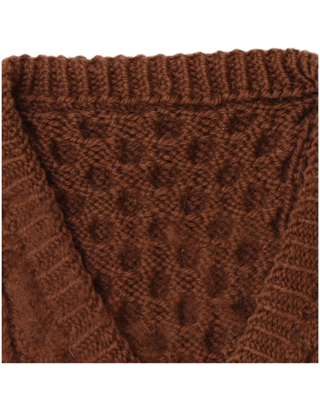 VINTAGE Γυναικείο πουλόβερ με λαιμόκοψη UK 14 Μεγάλο καφέ