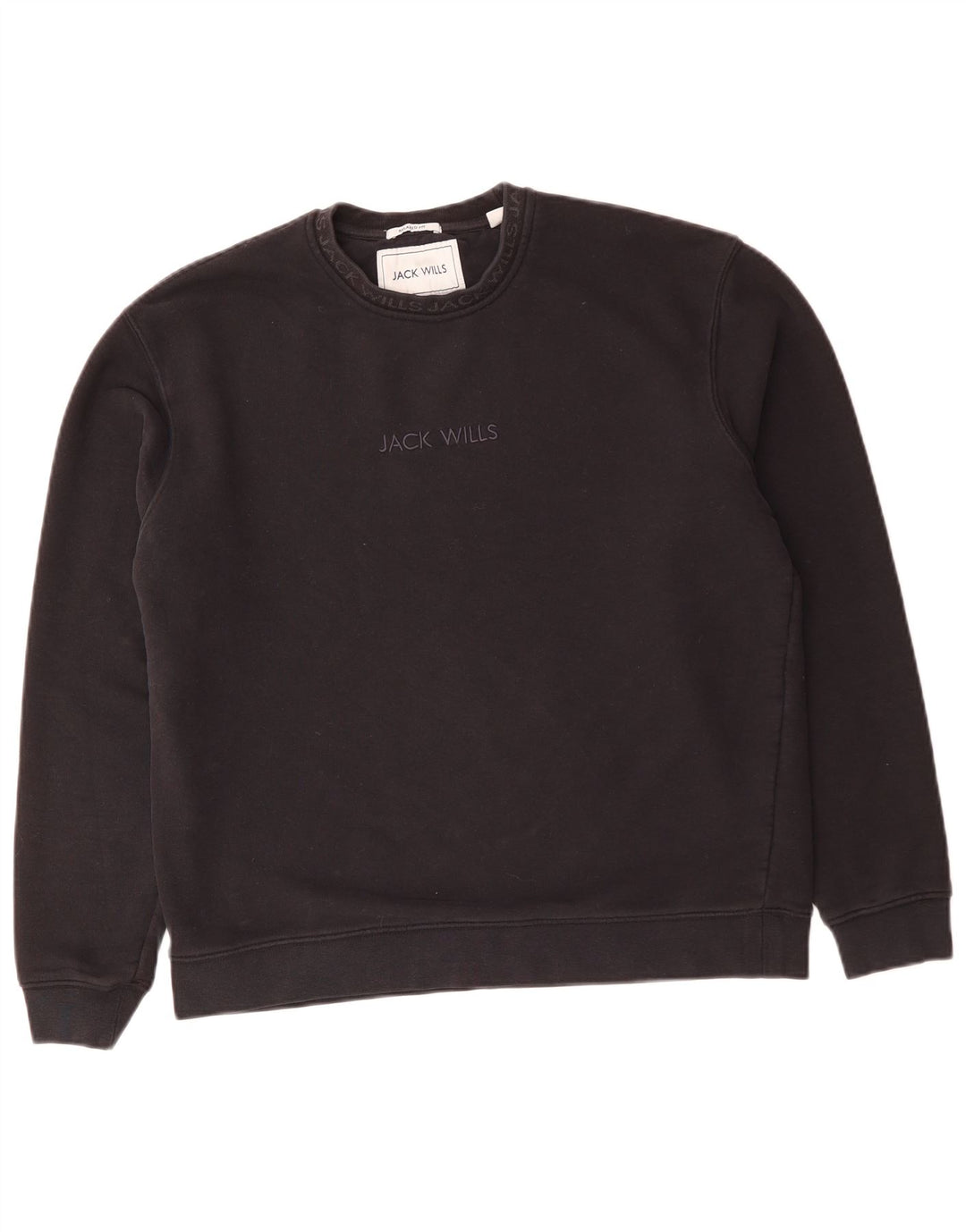 JACK WILLS Ανδρικό φούτερ Relaxed Fit Jumper Μεσαίο μαύρο βαμβακερό