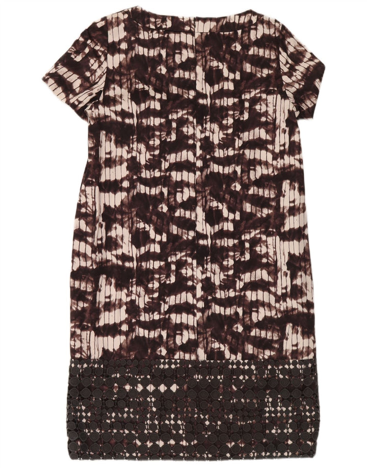Max Mara Γυναικείο Abstract Pattern Shift φόρεμα UK 12 Medium Burgundy