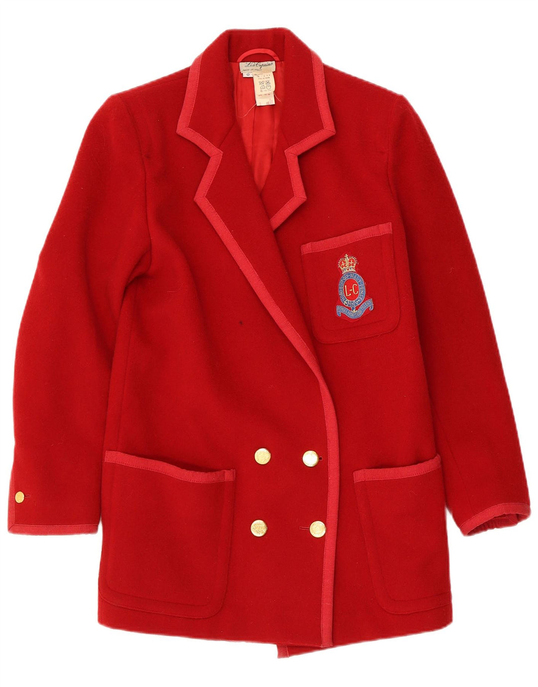 Les Copains Γυναικείο παλτό με διπλό στήθος UK 10 Small Red Wool