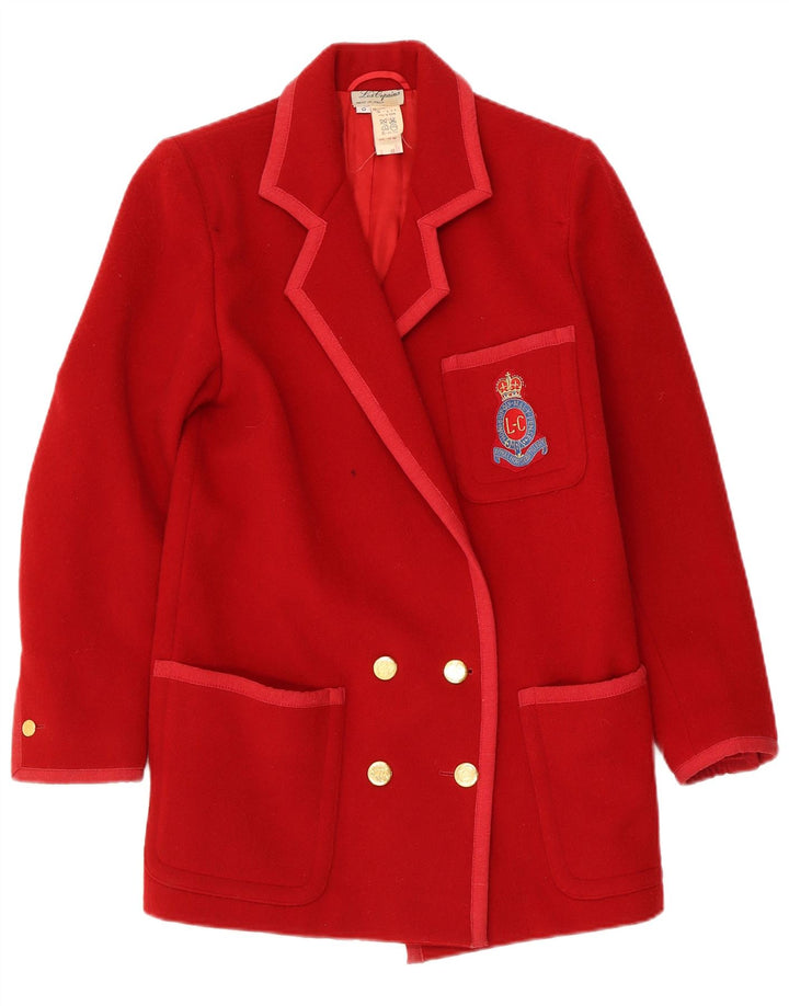 Les Copains Γυναικείο παλτό με διπλό στήθος UK 10 Small Red Wool