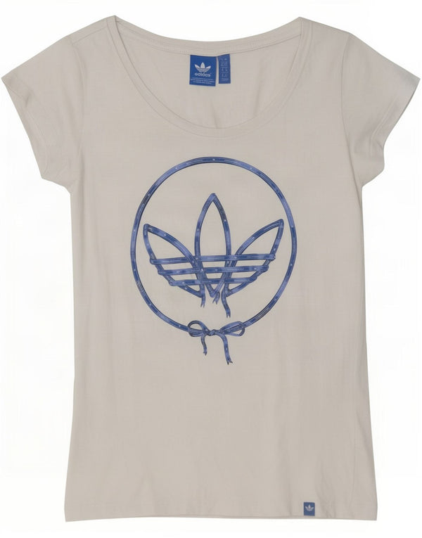 Adidas Γυναικείο T-Shirt Top UK 10 Small White Βαμβακερό