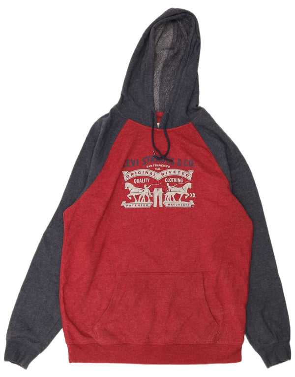 Levi's Mens Graphic Standard Fit Hoodie Jumper Large Red Colourblock