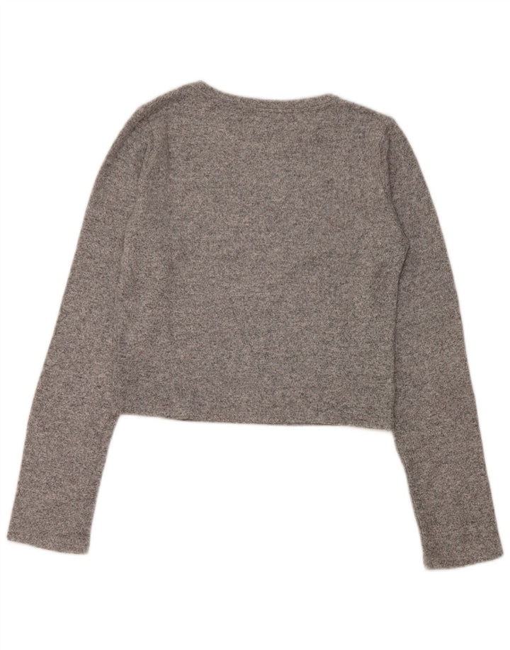 Zara Γυναικείο Crop Top Μακρυμάνικο UK 14 Large Grey