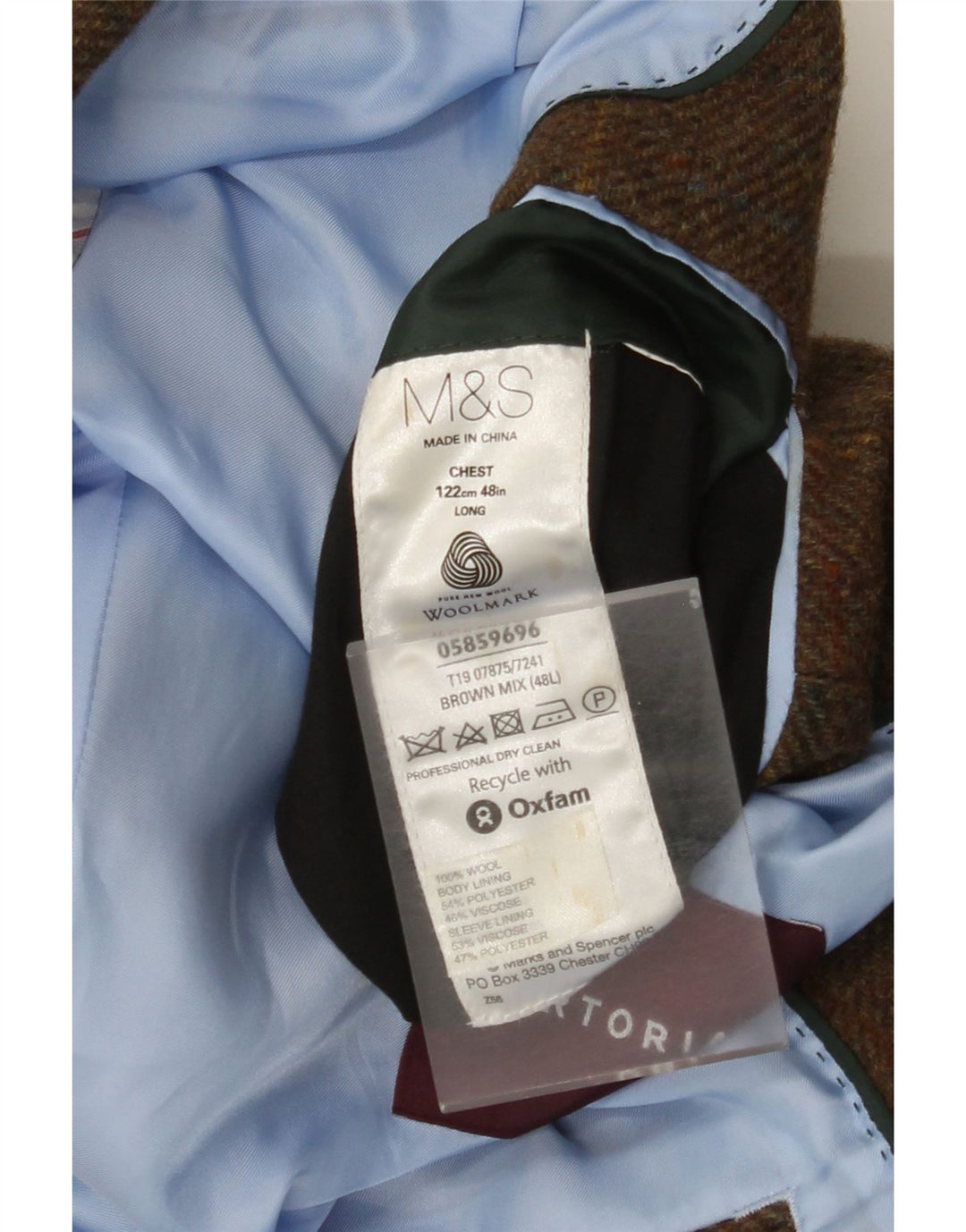 Marks & Spencer Ανδρικό σακάκι σακάκι με 2 κουμπιά UK 48 2XL καφέ μαλλί