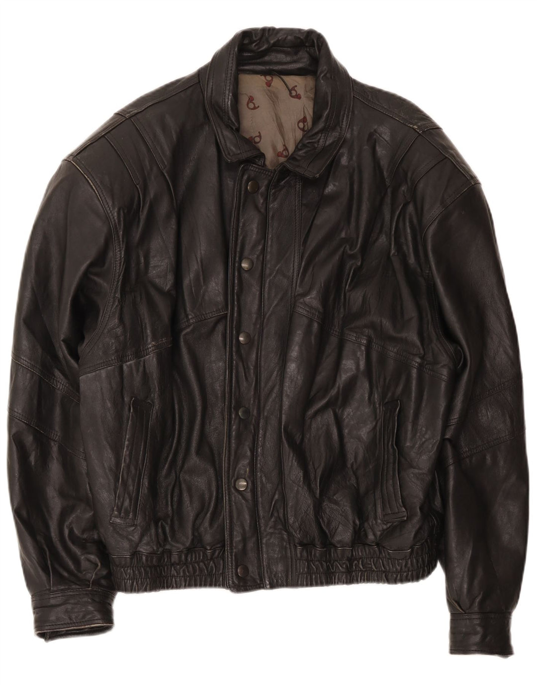 Vintage Ανδρικό Bomber Δερμάτινο Μπουφάν IT 52 XL Μαύρο