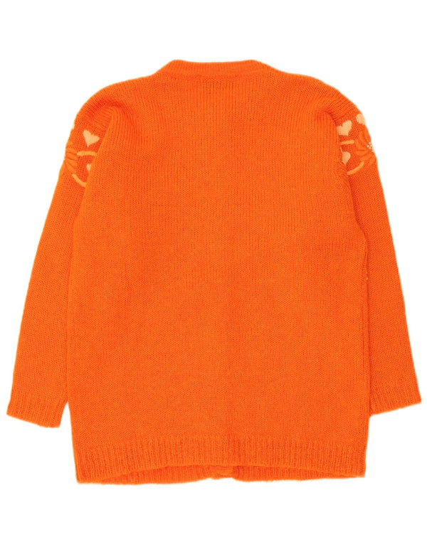 Γυναικείο πουλόβερ Cardigan Longline UK 14 Medium Orange Floral Mohair