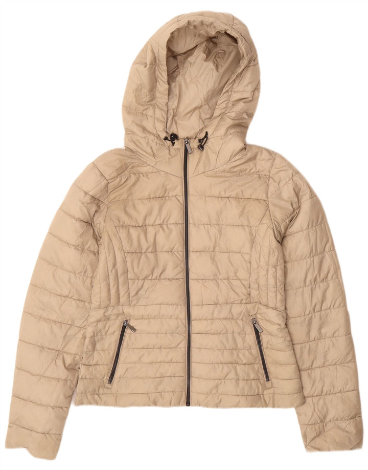 Zara Γυναικείο μπουφάν με κουκούλα UK 14 Medium Beige Polyester