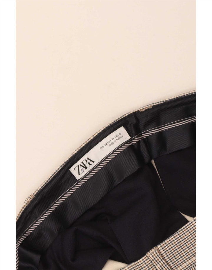Zara Ανδρικό Slim Suit Παντελόνι EU 40 Medium W31 L27 Grey Check