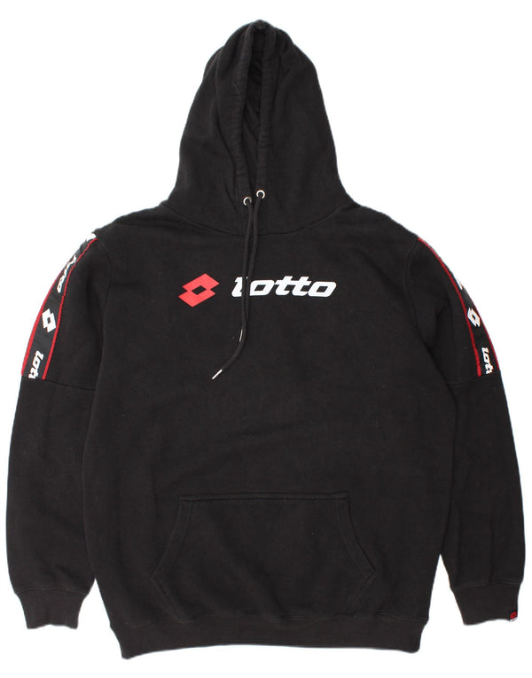Lotto Mens Graphic Hoodie Jumper 2XL Black Cotton