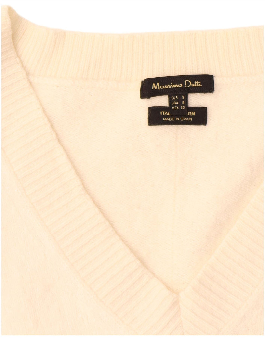 Massimo Dutti Γυναικείο πουλόβερ με λαιμόκοψη μεγάλου μεγέθους UK 10 Small Off White