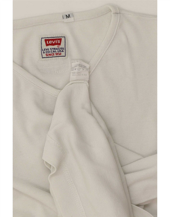 Γυναικείο τοπ Levi's μακρυμάνικο UK 14 μεσαίο λευκό βαμβακερό