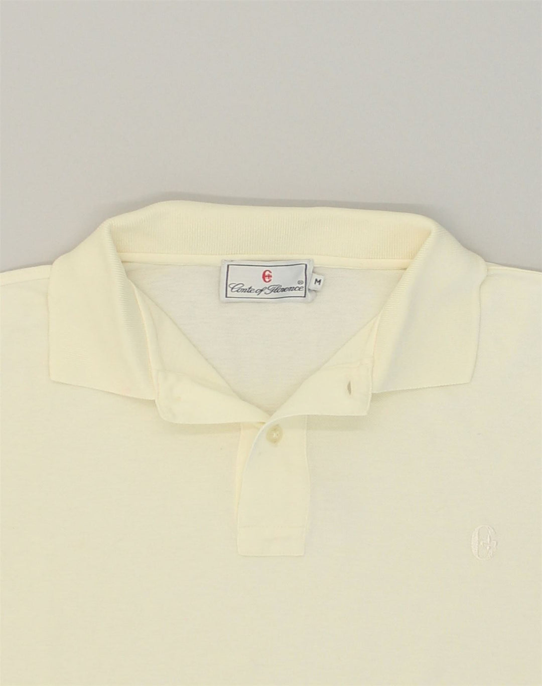 CONTE OF FLORENCE Mens Polo Shirt Medium Yellow Cotton | Vintage Conte of Florence | Thrift | Second-Hand Conte of Florence | Used Clothing | Messina Hembry 