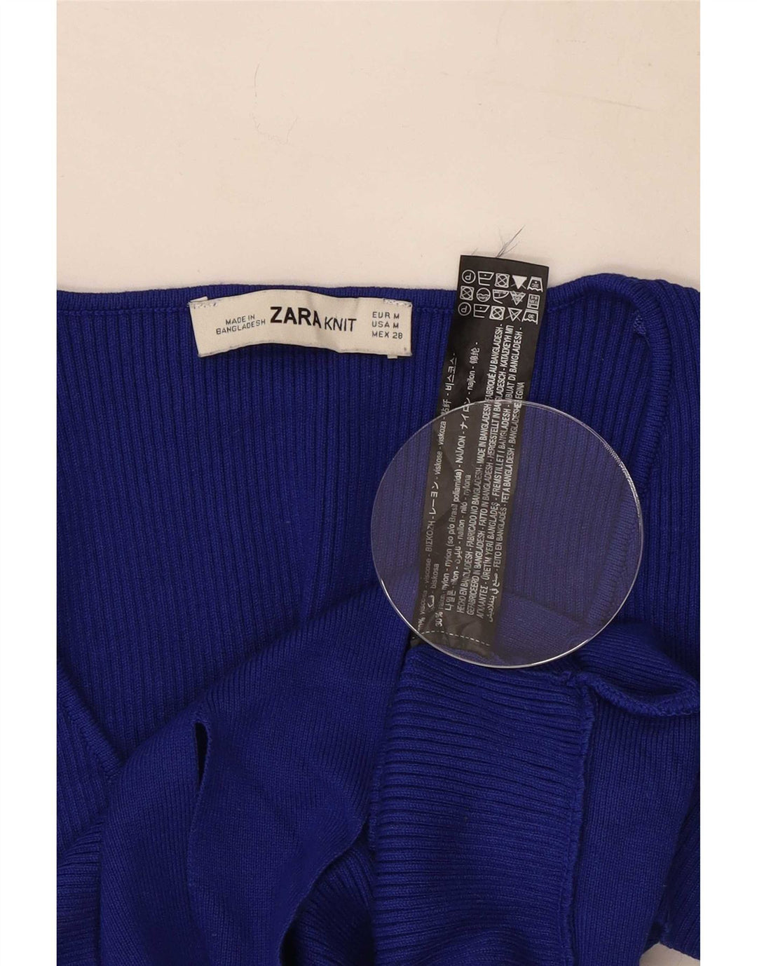 Zara Womens Crop Top UK 12 Medium Blue Viscose