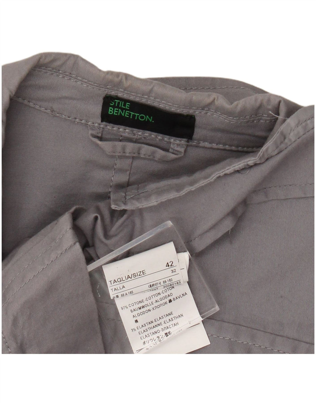 Benetton Γυναικείο Μπουφάν Μπλέιζερ με 3 Κουμπιά IT 42 Μεσαίο Γκρι Βαμβακερό