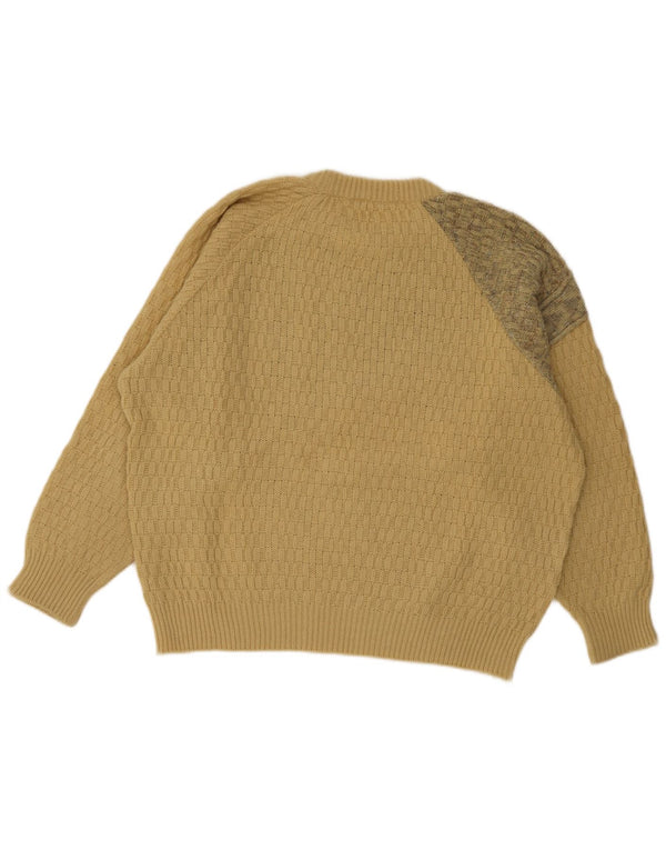 Vintage Ανδρικό πουλόβερ με λαιμόκοψη XL Beige Geometric