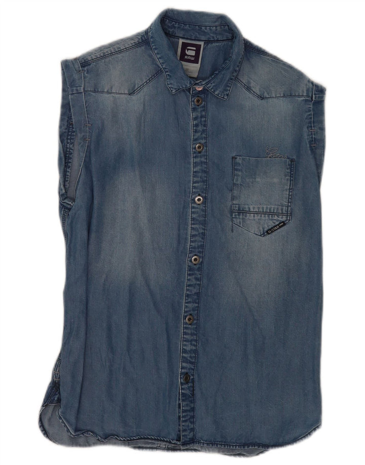 Γυναικείο αμάνικο τζιν πουκάμισο G-Star UK 14 Medium Blue Lyocell