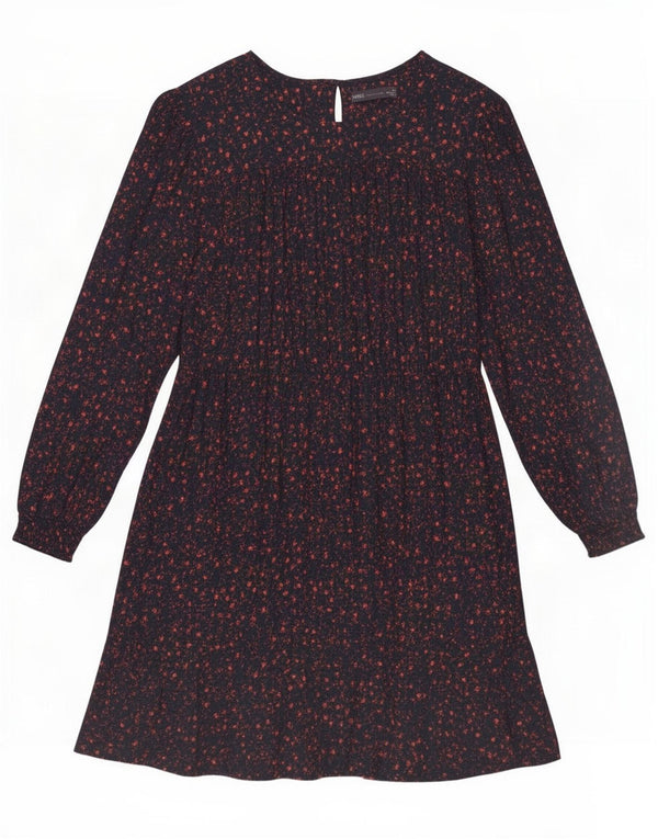 Marks & Spencer Womens A-Line Dress UK 14 Medium Navy Blue Floral