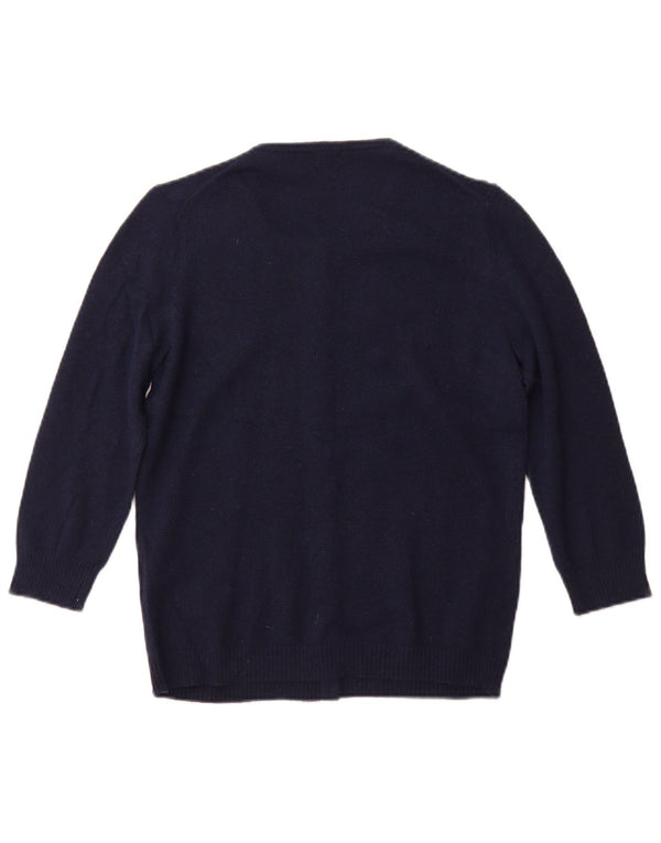 J. CREW Γυναικείο πουλόβερ ζακέτα με 3/4 μανίκια UK 12 Medium Navy Blue Floral
