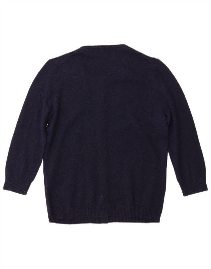 J. CREW Γυναικείο πουλόβερ ζακέτα με 3/4 μανίκια UK 12 Medium Navy Blue Floral