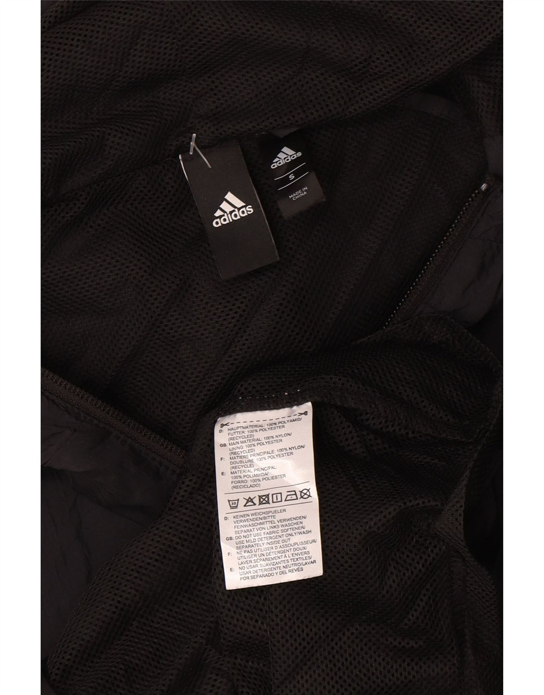 Adidas Γυναικείο μπουφάν βροχής με κουκούλα UK 10 Small Black Polyamide
