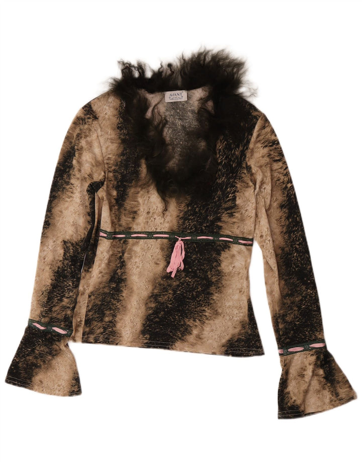 Avant γυναικείο τοπ μακρυμάνικο UK 6 XS καφέ Animal Print Polyester