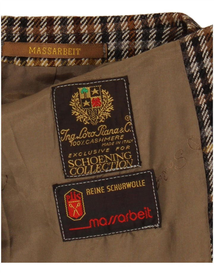 Vintage Ανδρικό σακάκι σακάκι με 2 κουμπιά UK 40 Large Brown Houndstooth Cashmere