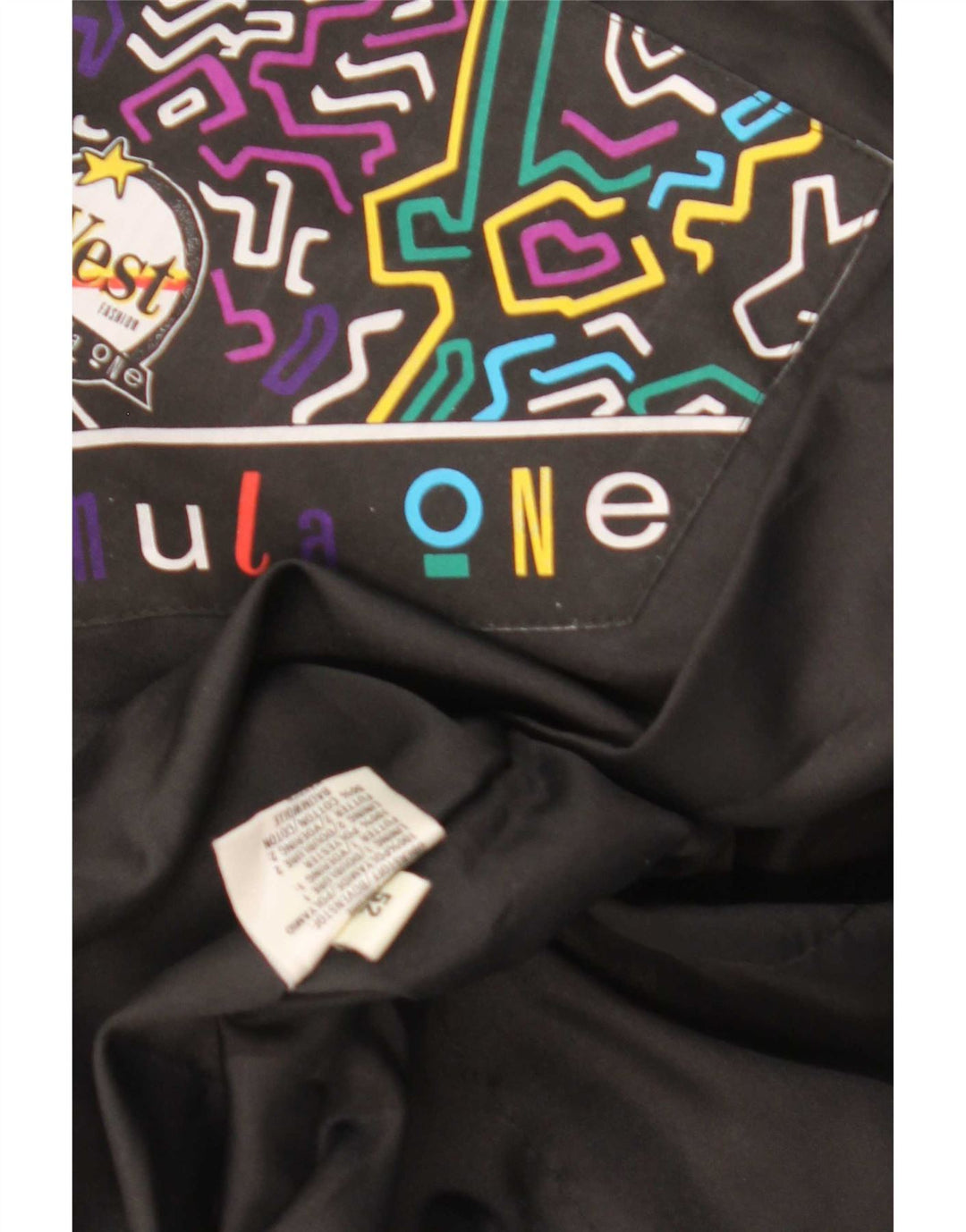 Vintage ανδρική φόρμα γραφικών σκι EU 52 Large Black Geometric Polyamide