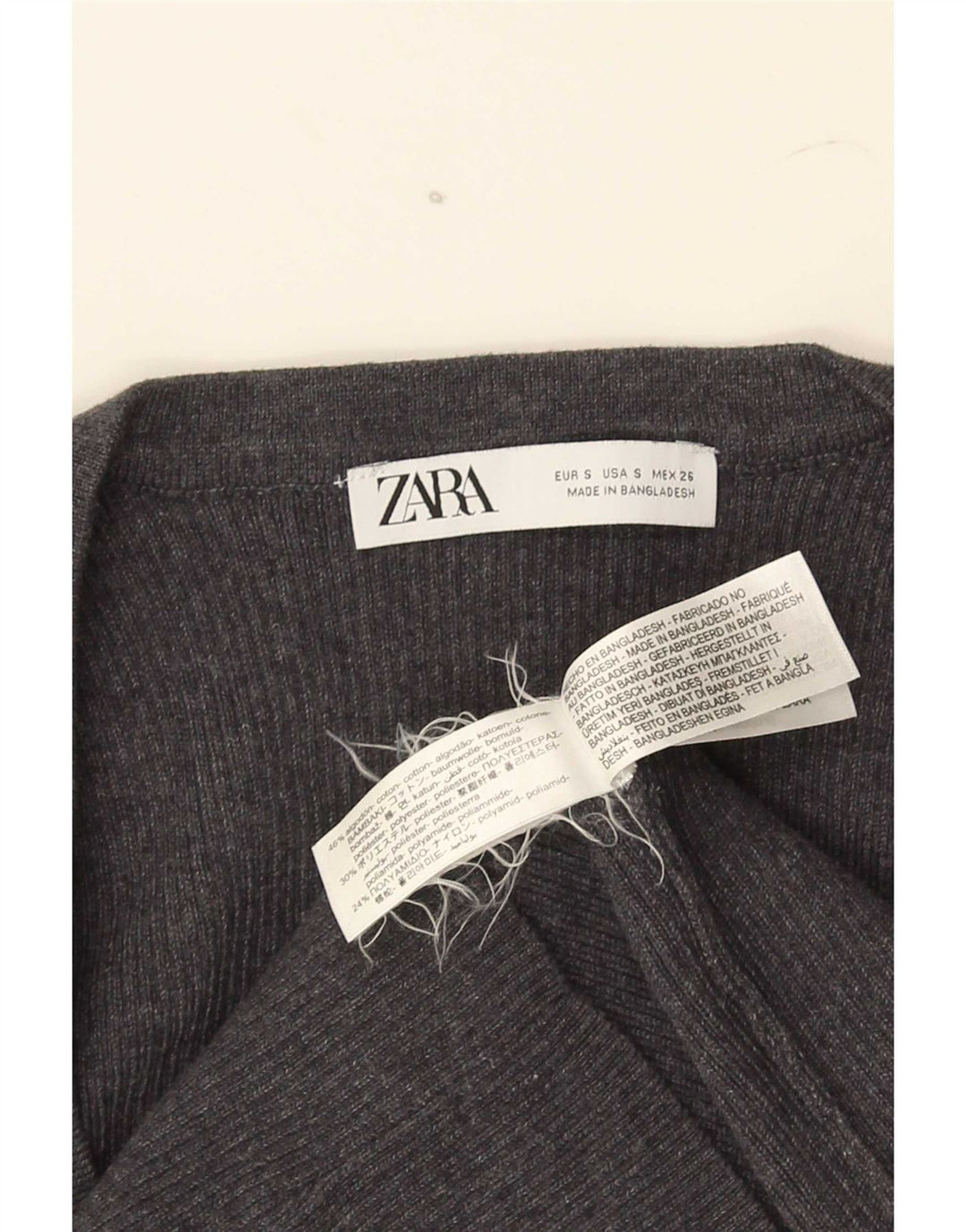Zara Γυναικείο Crop Top UK 8 Small Grey Cotton