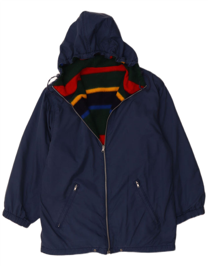 VINTAGE Γυναικείο αναστρέψιμο μπουφάν με κουκούλα UK 12 Medium Navy Blue