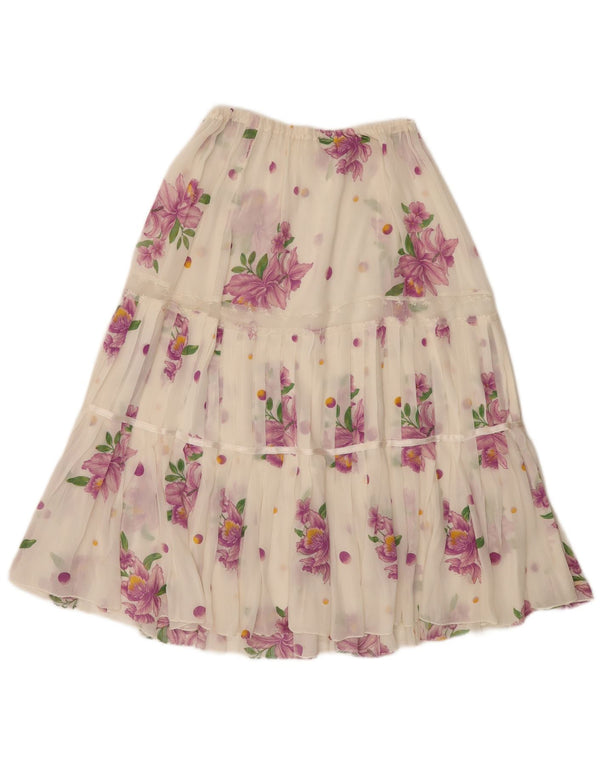 Vintage γυναικεία φούστα See Through Tiered W26 Small White Floral