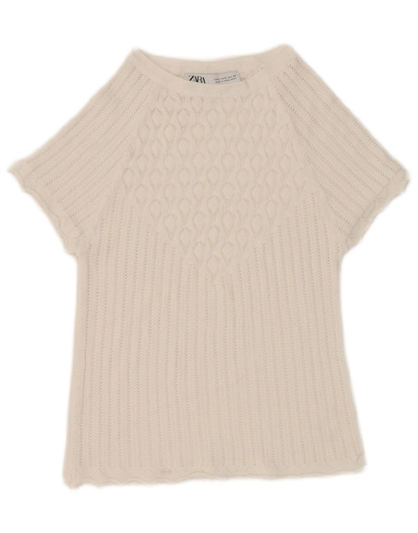 Zara Γυναικεία Μπλούζα Crop Top UK 8 Small White
