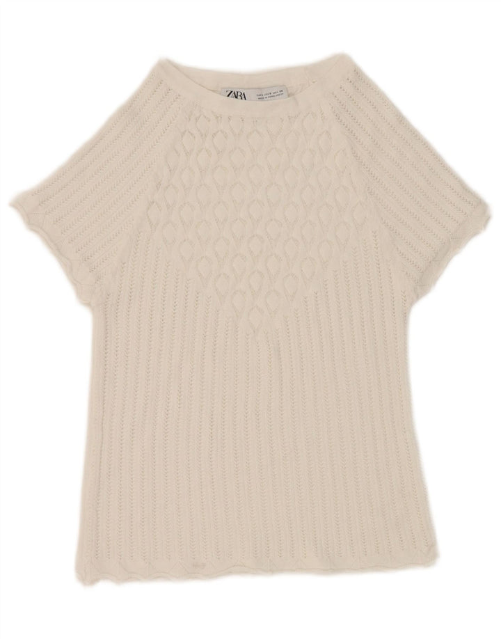 Zara Γυναικεία Μπλούζα Crop Top UK 8 Small White