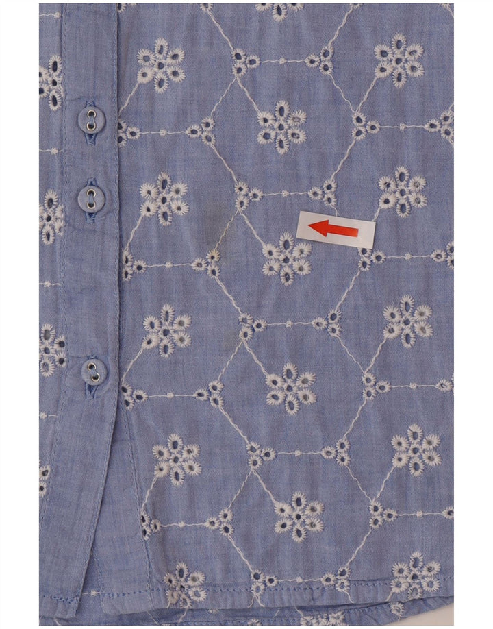 White Stuff Γυναικείο κοντομάνικο πουκάμισο UK 12 Medium Blue Floral Βαμβακερό