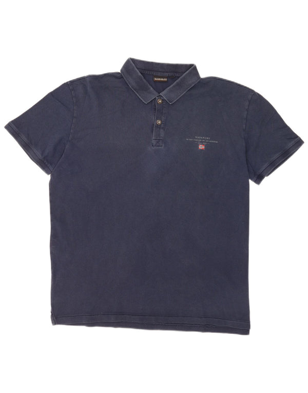 Napapijri Ανδρικό πουκάμισο Geographic Polo 2XL Navy Blue Cotton