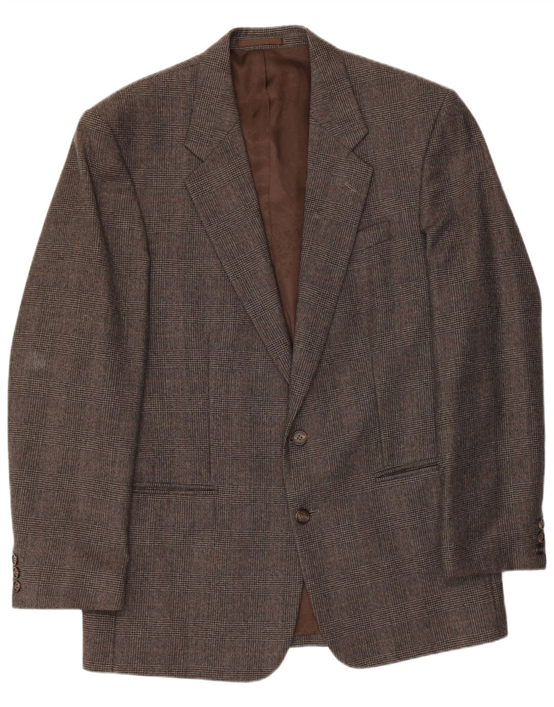 ST MICHAEL Mens Long 2 Button Blazer Jacket UK 40 Large Brown Check