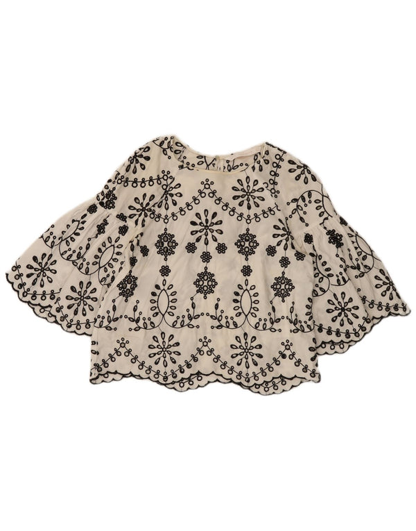 Zara γυναικεία μπλούζα Trafaluc Crop 3/4 μανίκια τοπ UK 10 Small White Floral