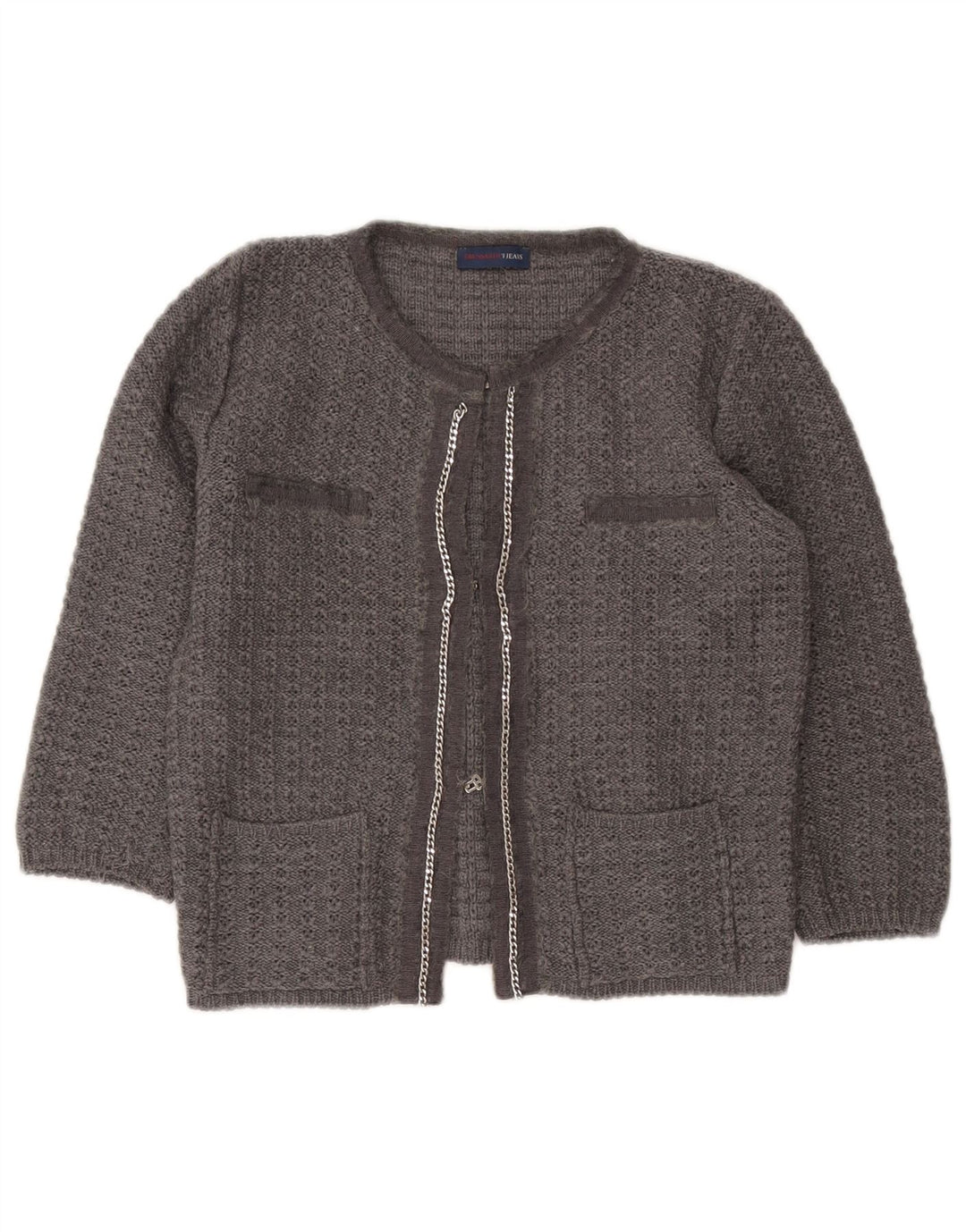 Trussardi Jeans Γυναικείο πουλόβερ 3/4 μανίκι Crop Cardigan UK 12 Medium Grey