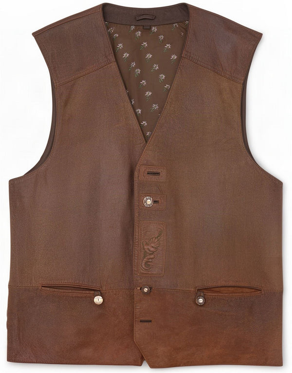 Vintage Ανδρικά Δερμάτινα Gilet UK 44 2XL Brown