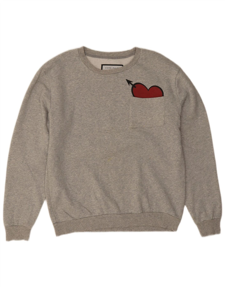 Ανδρικό φούτερ Zara Jumper με μεγάλη γκρι καρδούλα