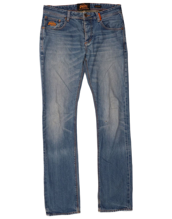 Superdry Mens Officer Slim Jeans W32 L34 Blue Cotton