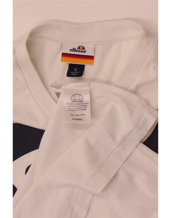 Ellesse Ανδρικό γραφικό T-Shirt Top Μικρό λευκό βαμβακερό