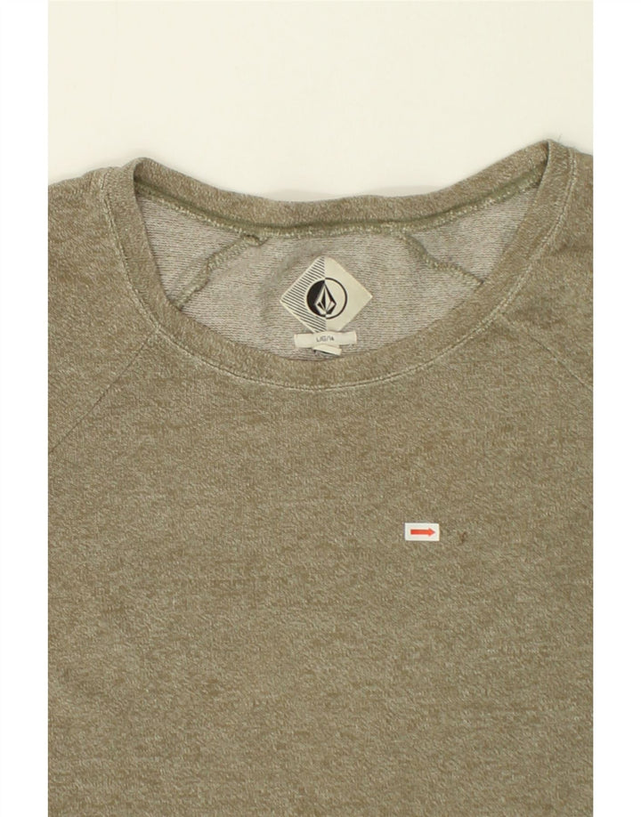 VOLCOM Womens Sweatshirt Jumper UK 14 Large Khaki Vintage Volcom and Second-Hand Volcom from Messina Hembry 