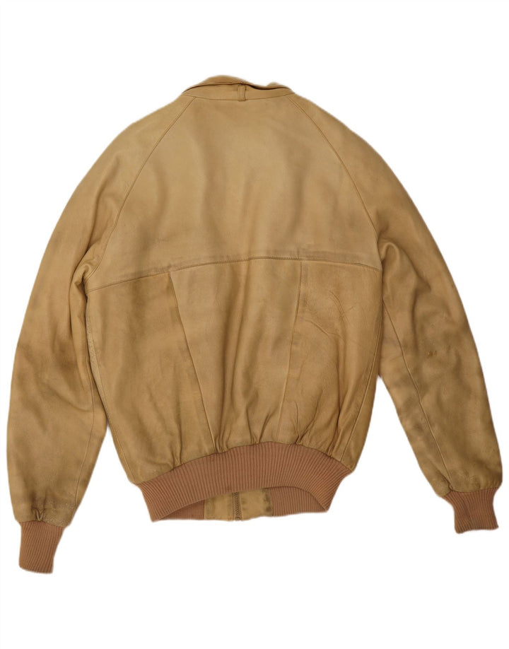 Vintage Ανδρικό Sherpa Δερμάτινο Μπουφάν IT 52 XL Beige Leather